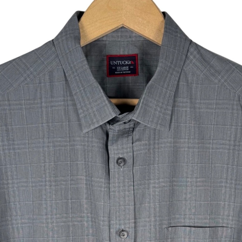UNTUCKit Mens XXL Grey Plaid Cotton Long Sleeve Button Down Shirt Casual Top